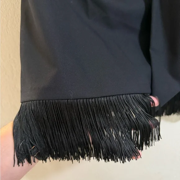 Zara Black Mini Skirt with Fringe Hem and Side Bow - Size S - Picture 2 of 5